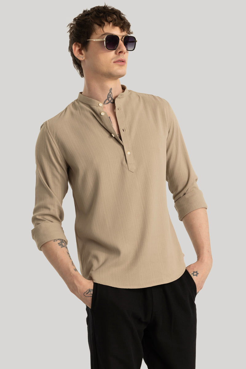 Rutger Khaki Textured Kurta