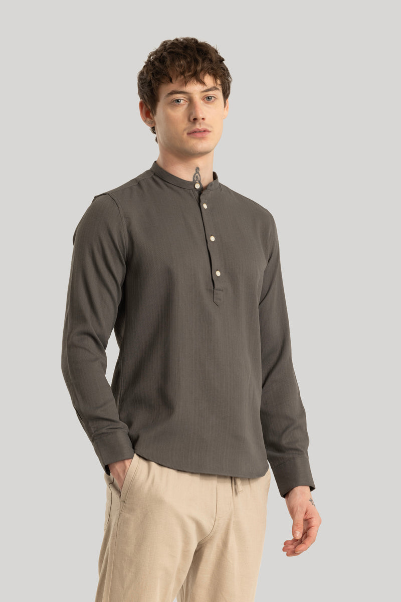 Rutger Charcoal Grey Textured Kurta