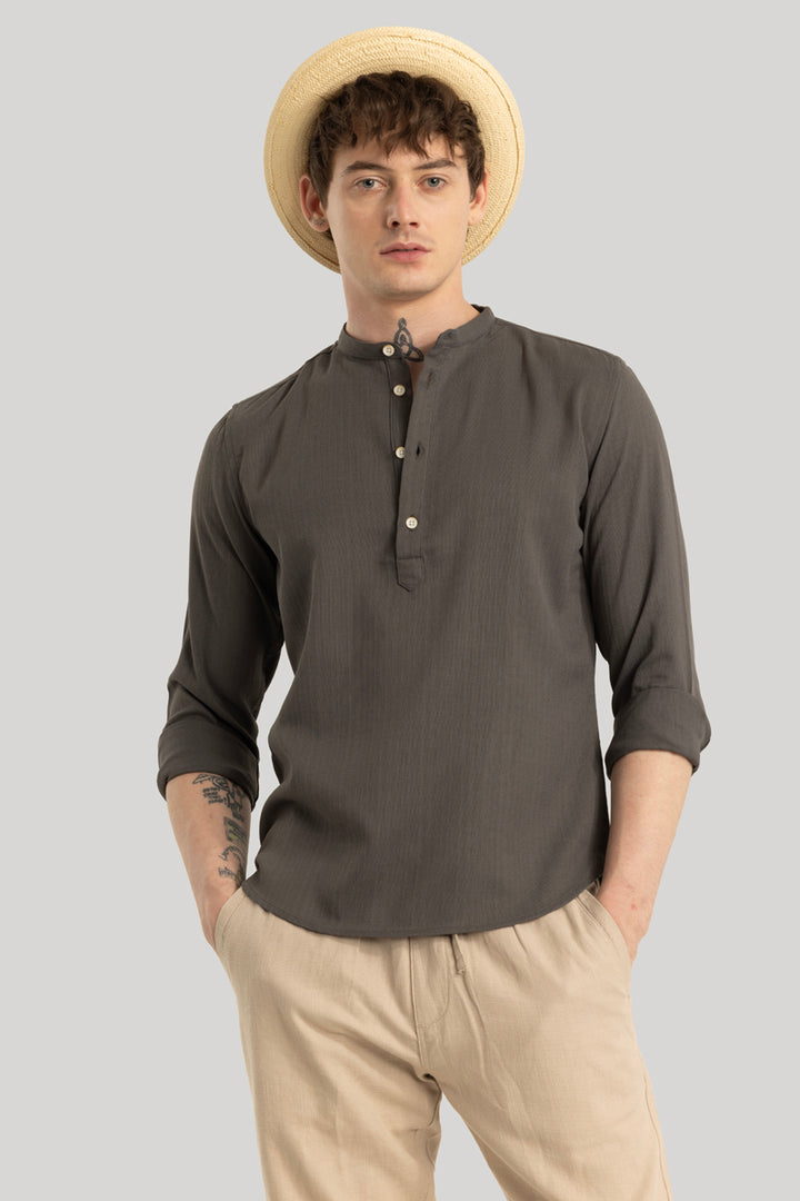 Rutger Charcoal Grey Textured Kurta