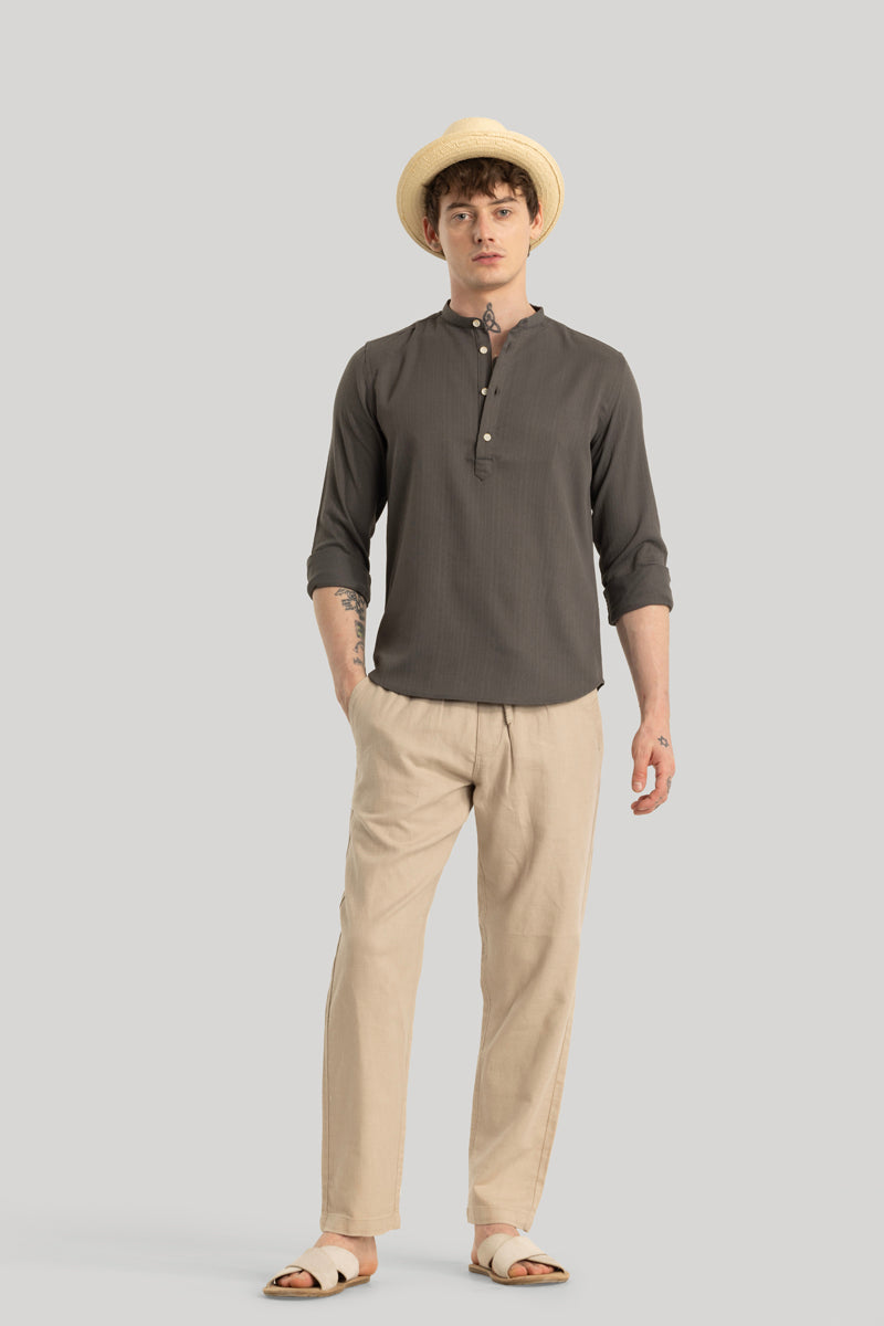 Rutger Charcoal Grey Textured Kurta