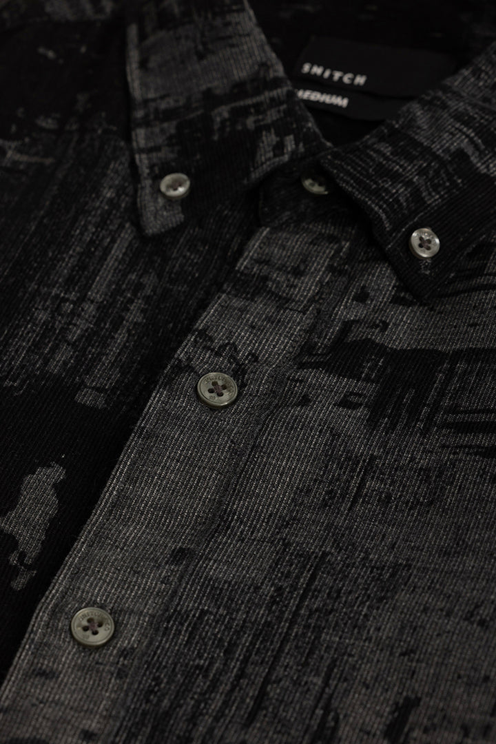 Black Abstract Corduroy Shirt