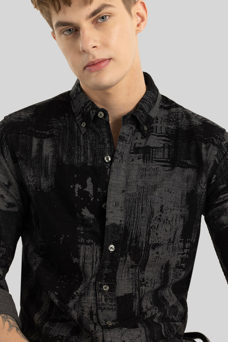 Black Abstract Corduroy Shirt