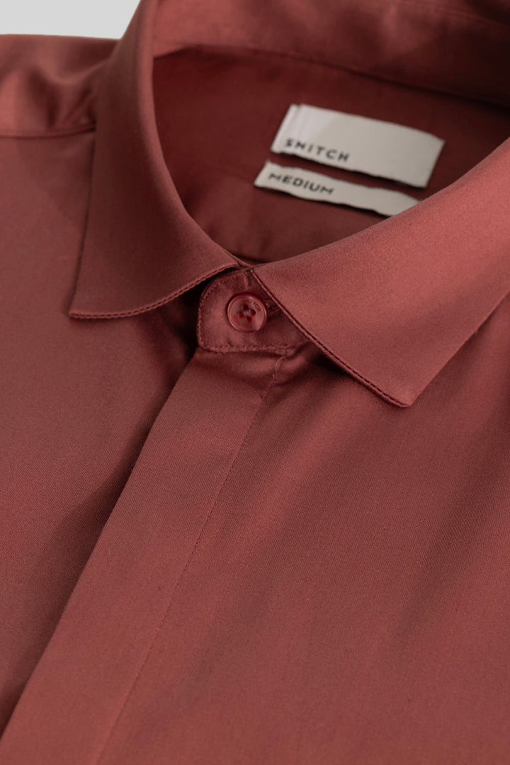 Rustic Red Concealed Placket Shirt