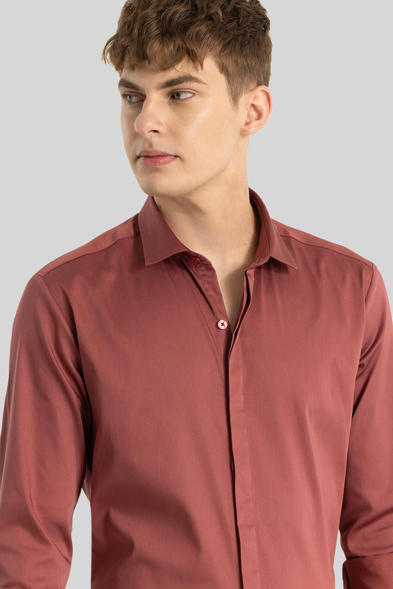 Rustic Red Concealed Placket Shirt