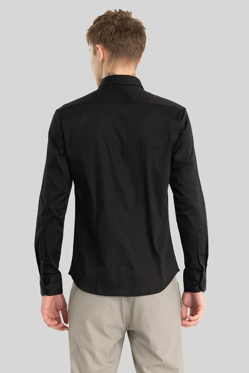 Black Concealed Placket Shirt