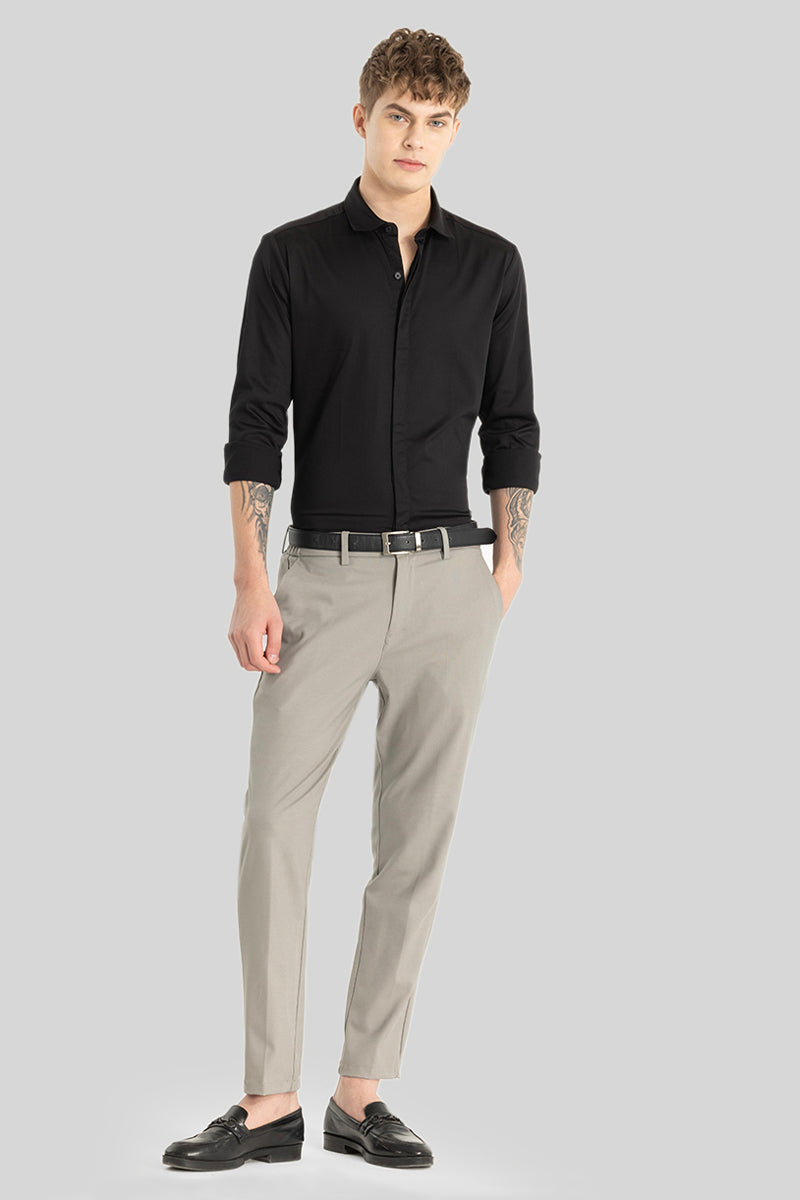 Black Concealed Placket Shirt