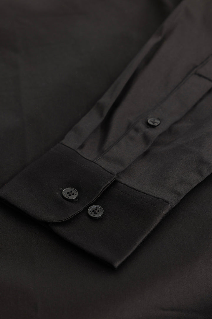 Black Concealed Placket Shirt