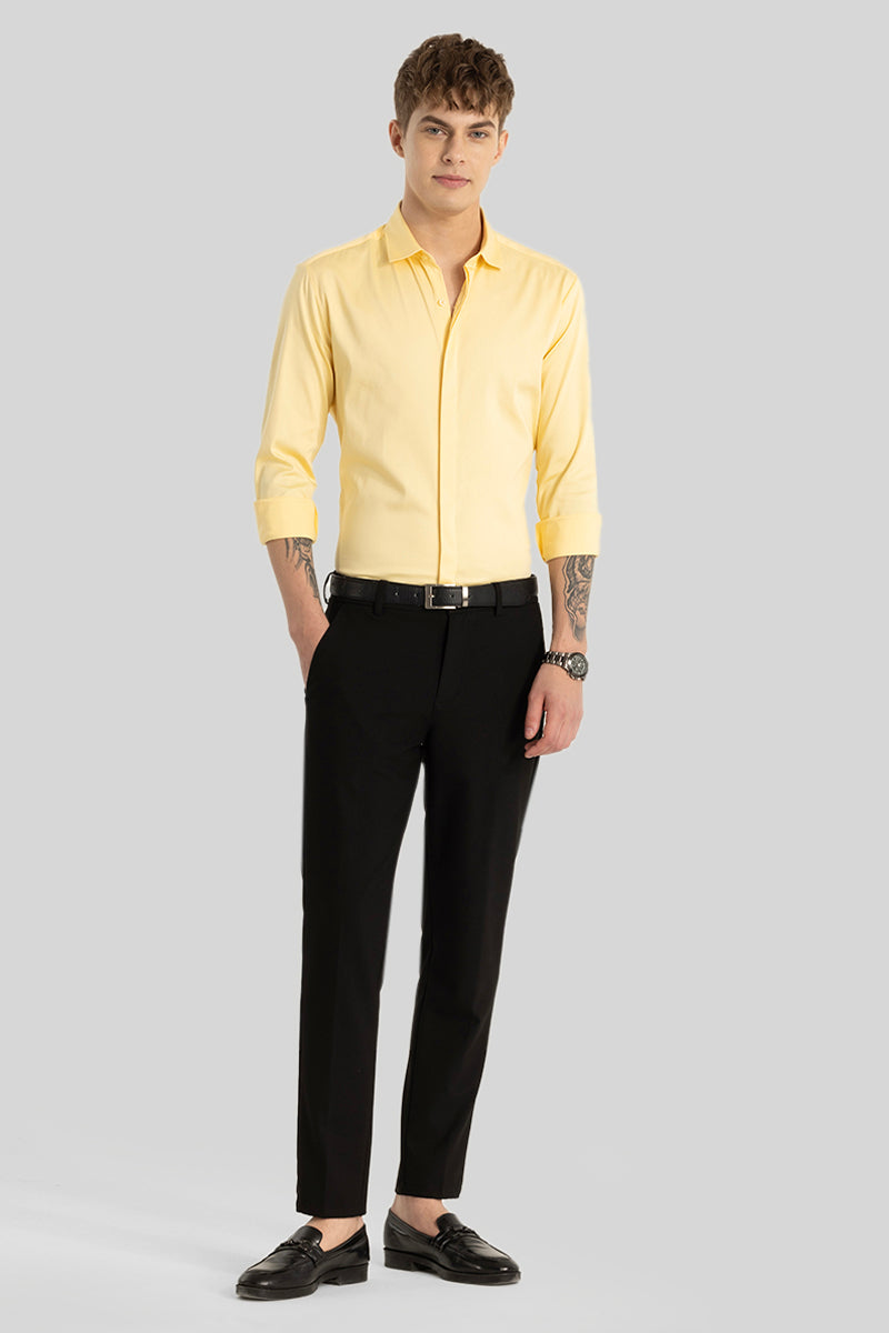 Yellow Concealed Placket Shirt