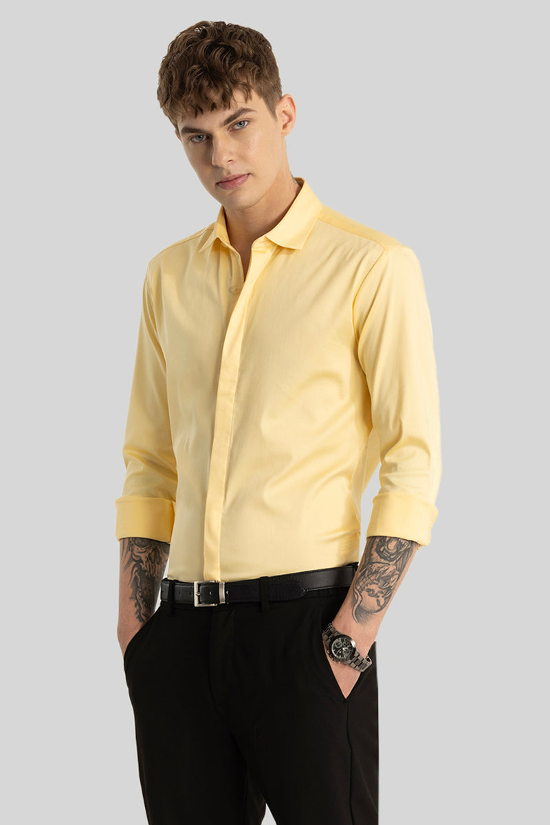 Yellow Concealed Placket Shirt