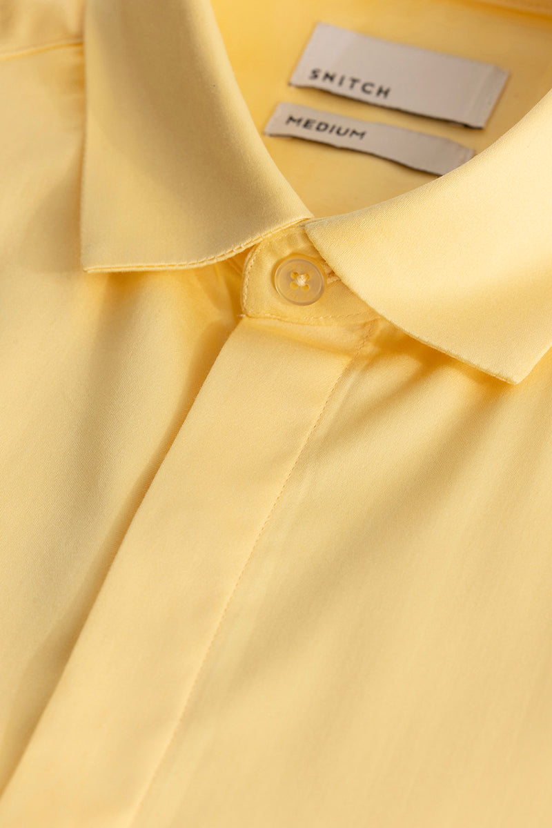 Yellow Concealed Placket Shirt