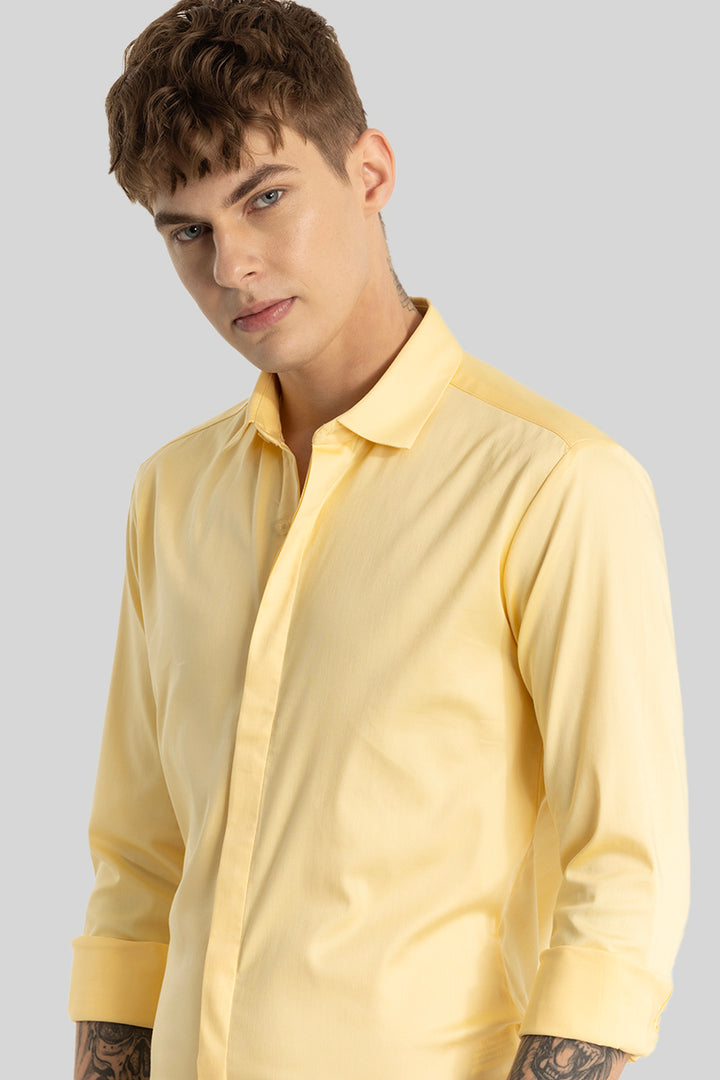 Yellow Concealed Placket Shirt