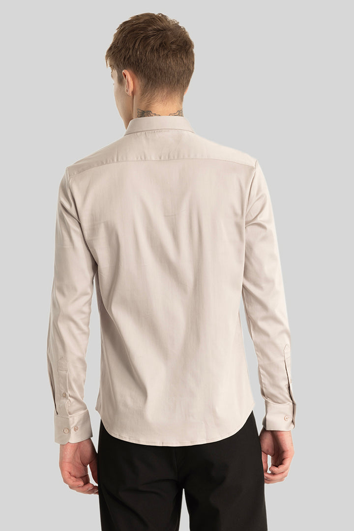 Cream Concealed Placket Shirt