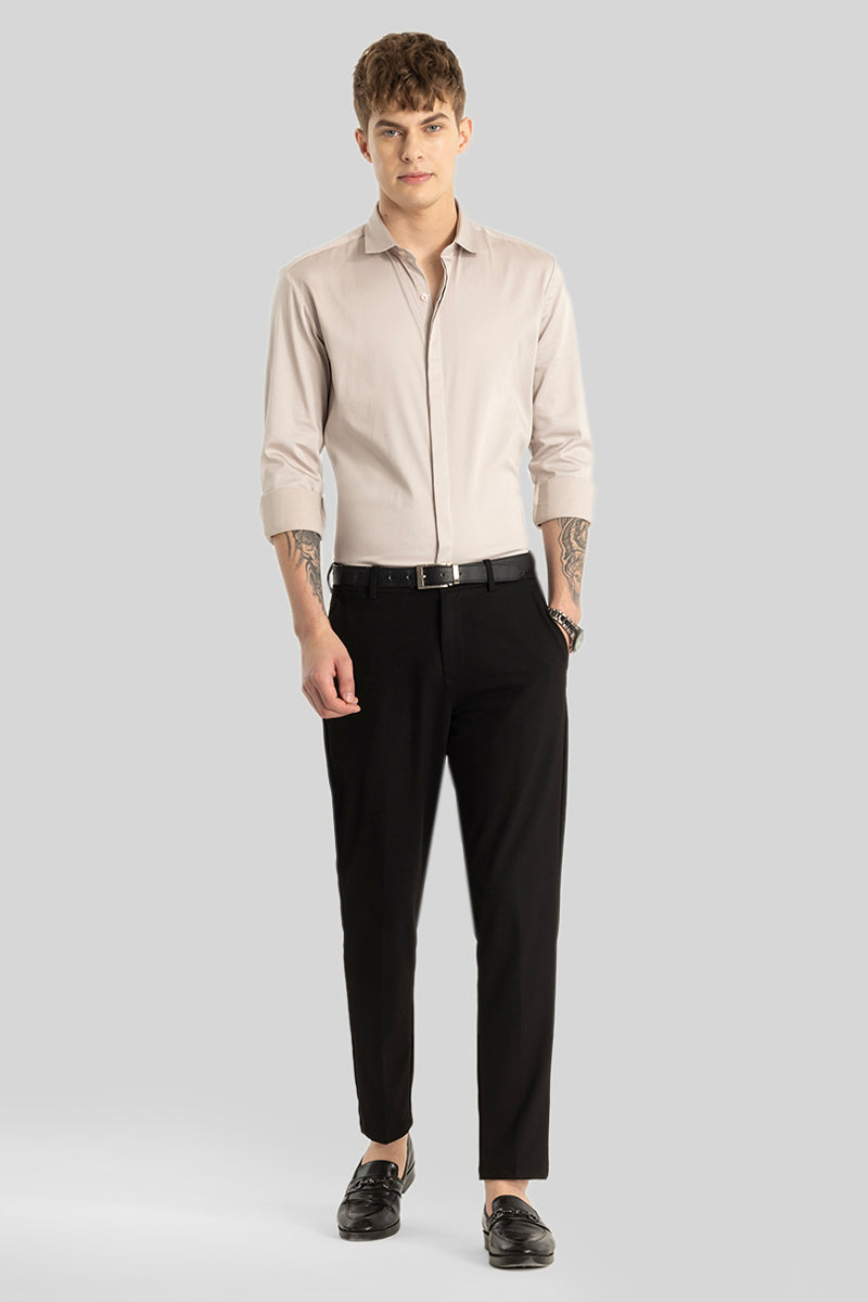 Cream Concealed Placket Shirt