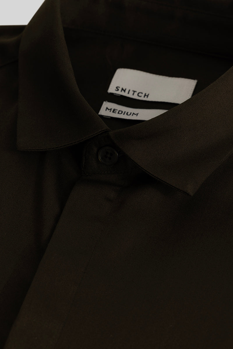 Olive Concealed Placket Shirt