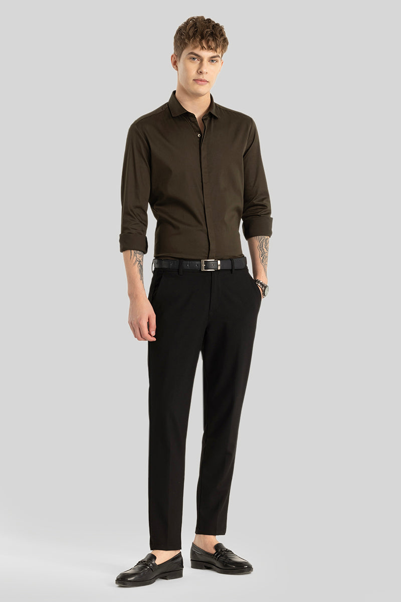 Olive Concealed Placket Shirt