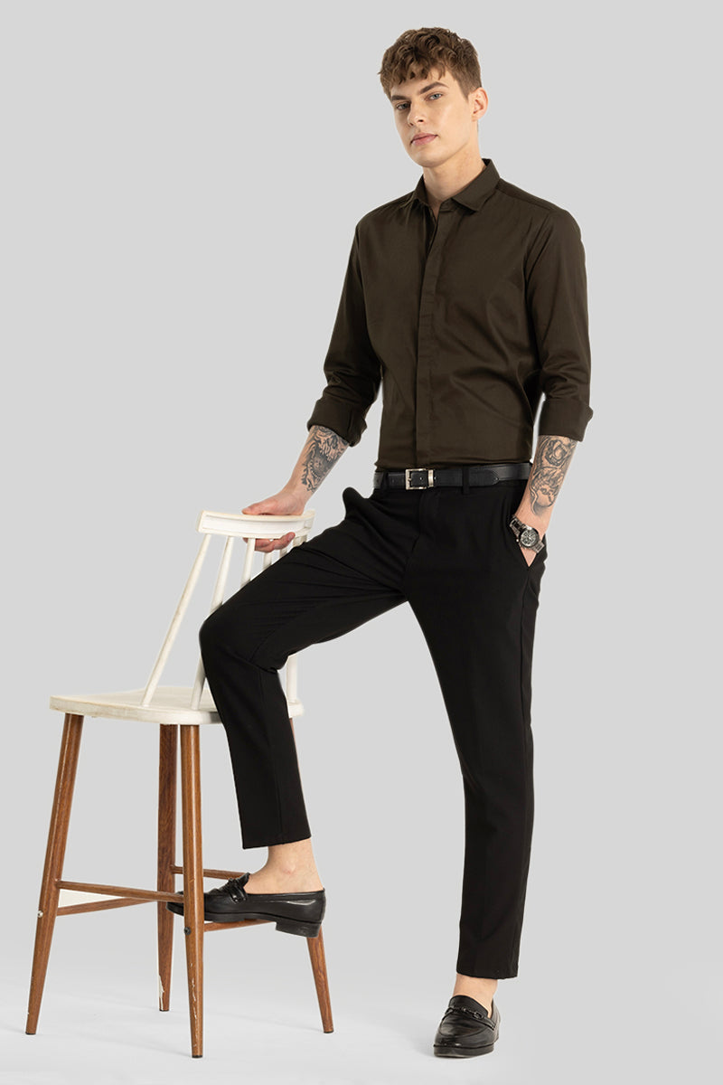 Olive Concealed Placket Shirt