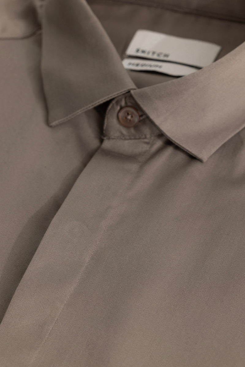 Grey Concealed Placket Shirt