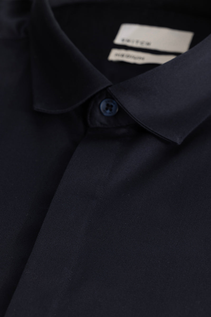 Navy Concealed Placket Shirt