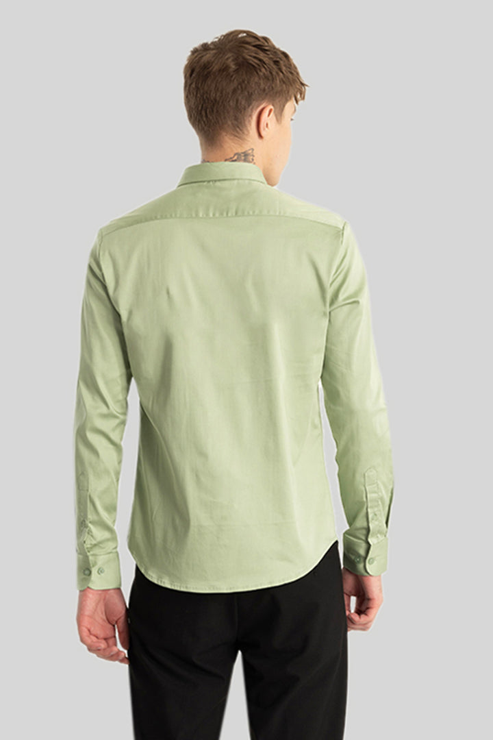 Light Green Concealed Placket Shirt