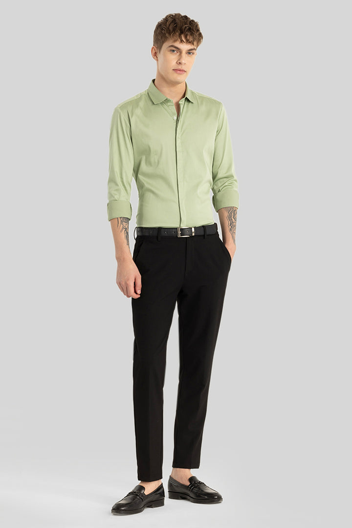 Light Green Concealed Placket Shirt