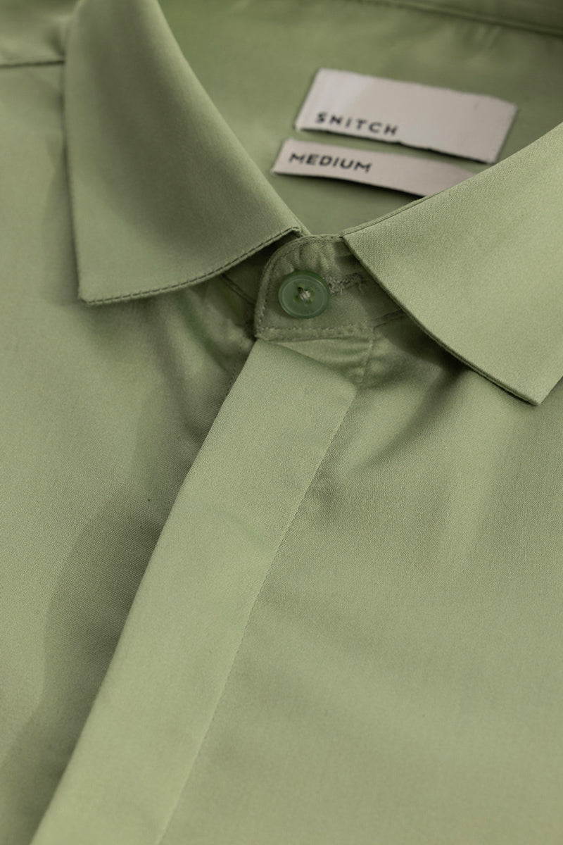 Light Green Concealed Placket Shirt