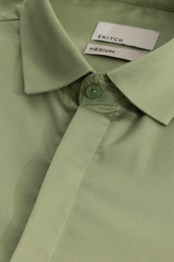 Light Green Concealed Placket Shirt