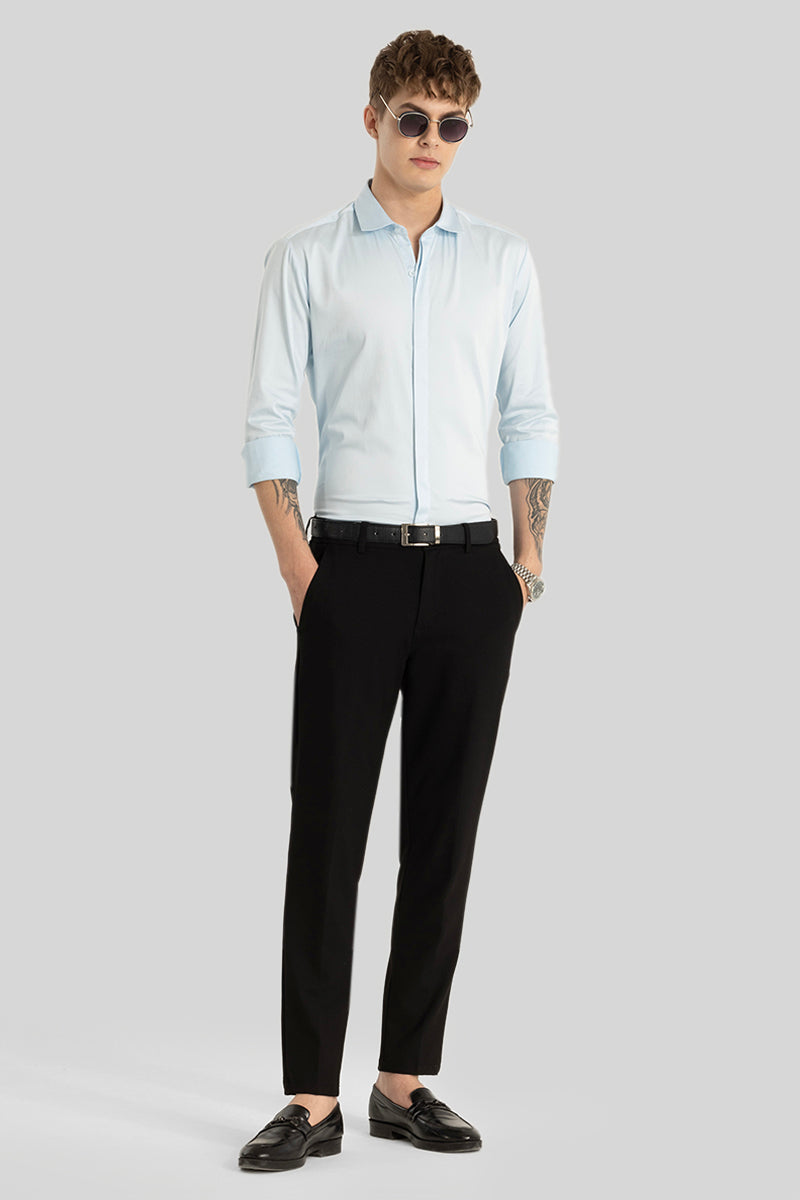 Light Blue Concealed Placket Shirt