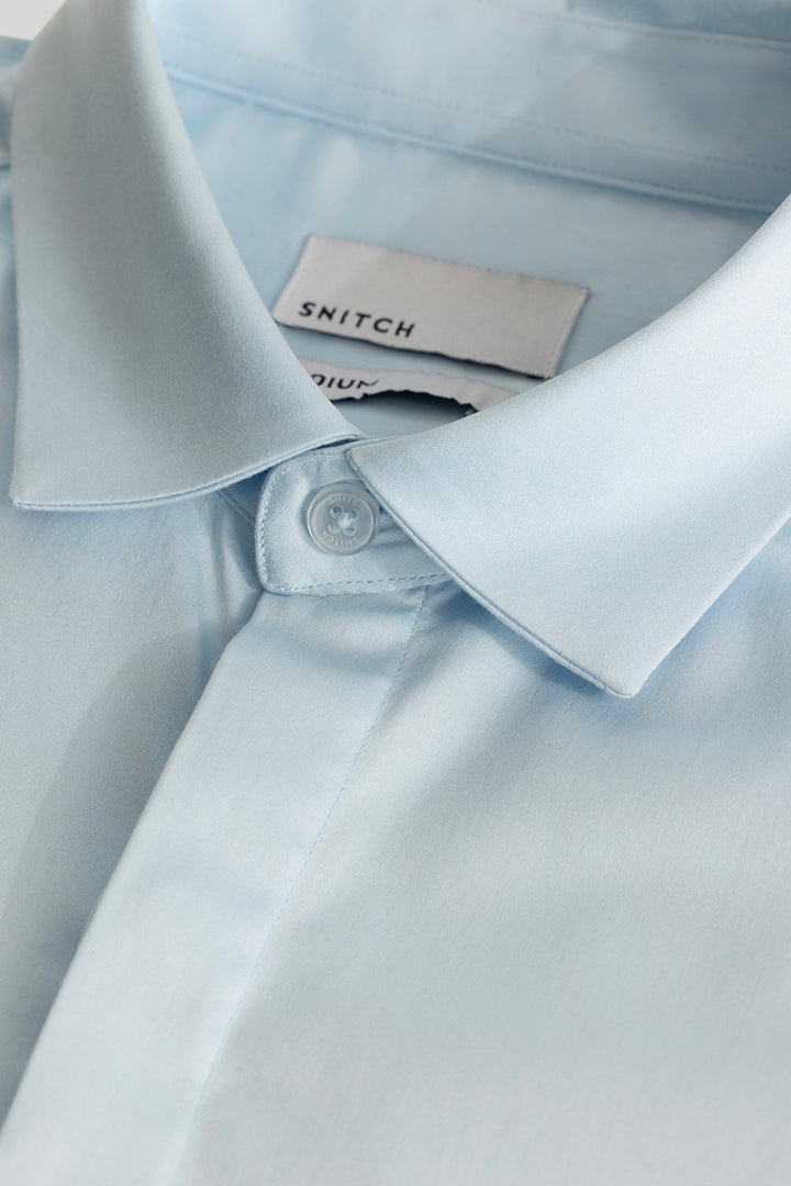 Light Blue Concealed Placket Shirt