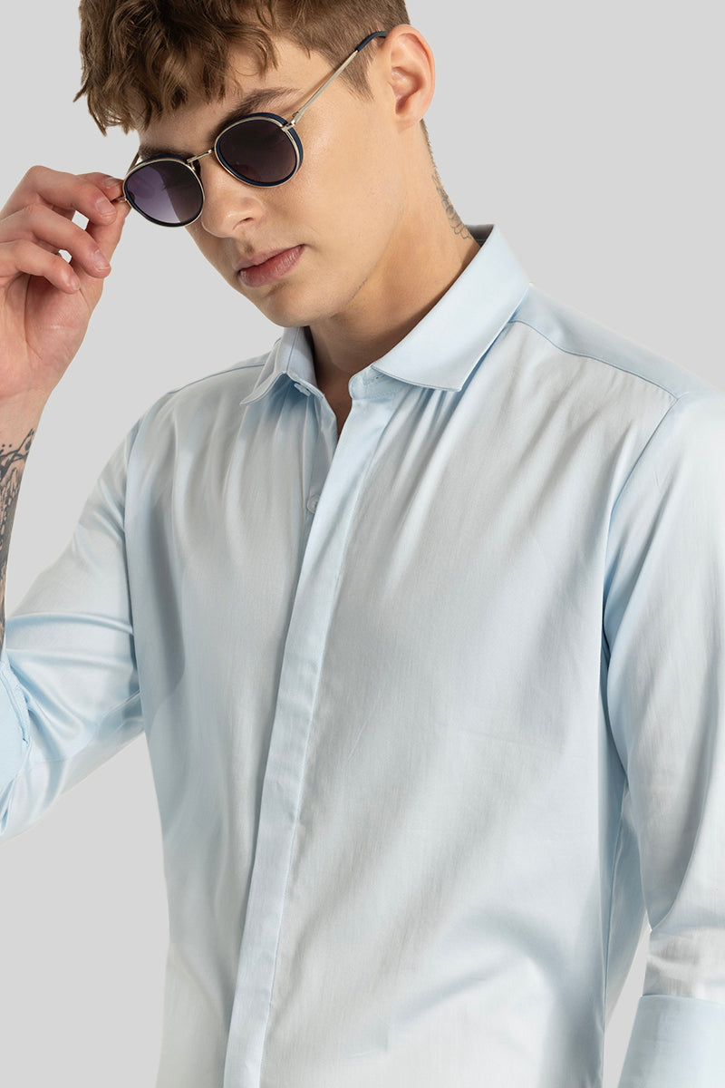 Light Blue Concealed Placket Shirt