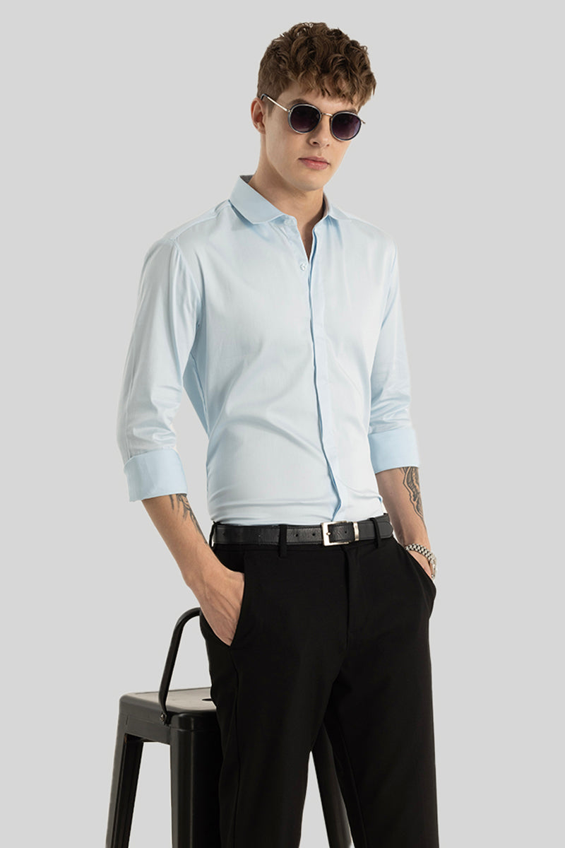 Light Blue Concealed Placket Shirt