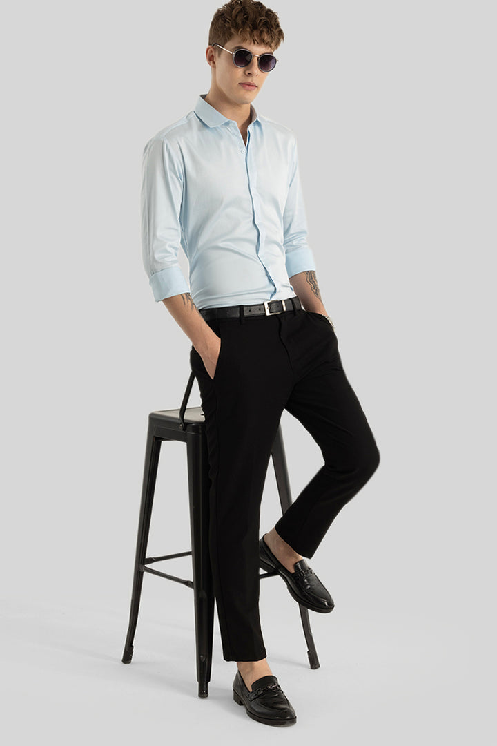 Light Blue Concealed Placket Shirt