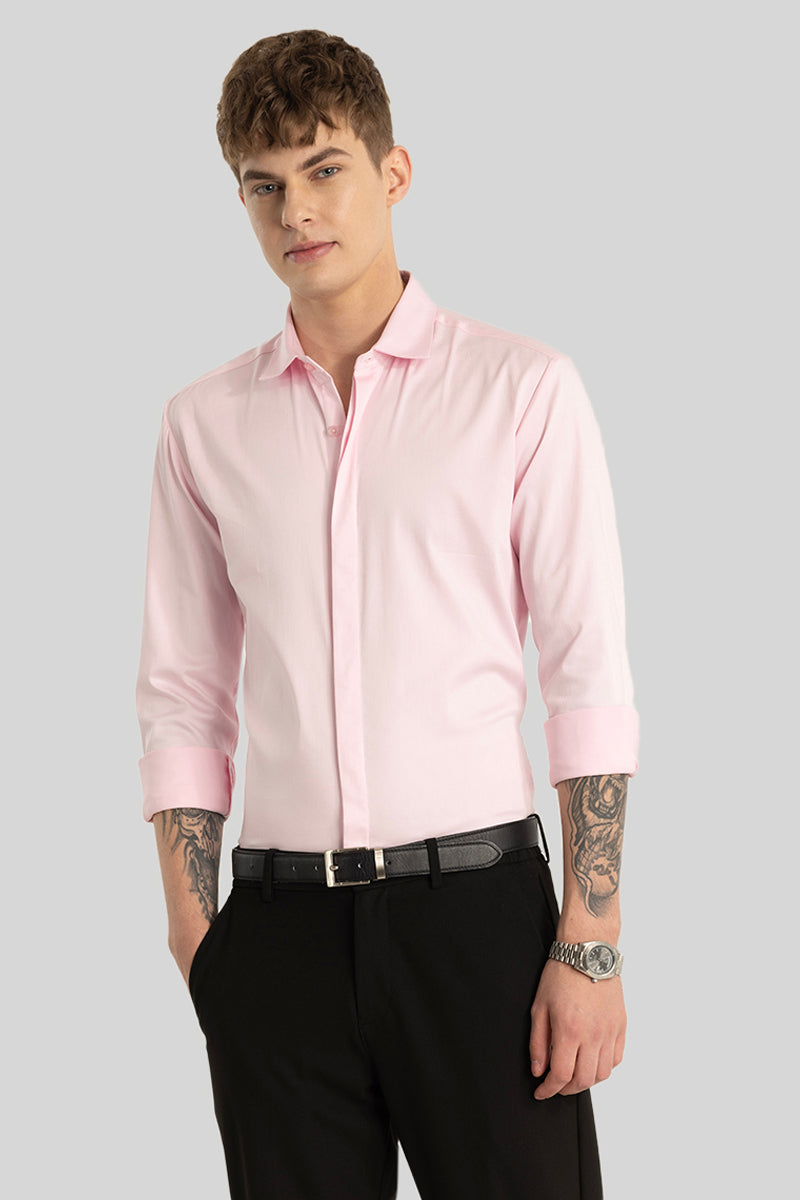 Light Pink Concealed Placket Shirt