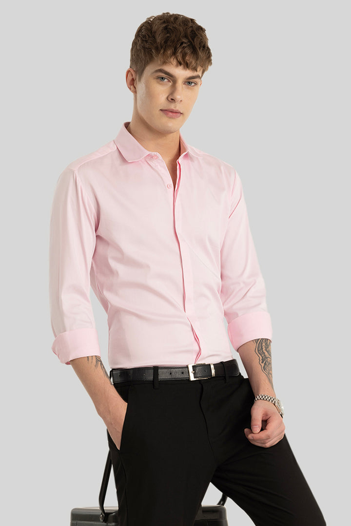 Light Pink Concealed Placket Shirt