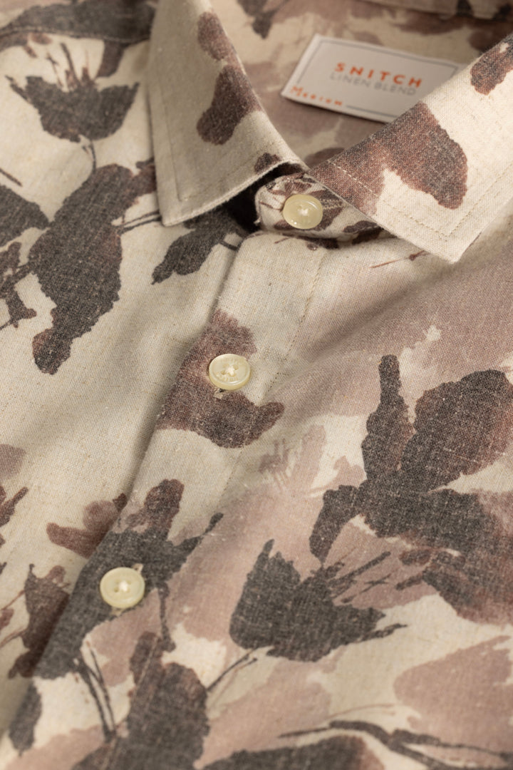 Dirk Beige Floral Linen Shirt