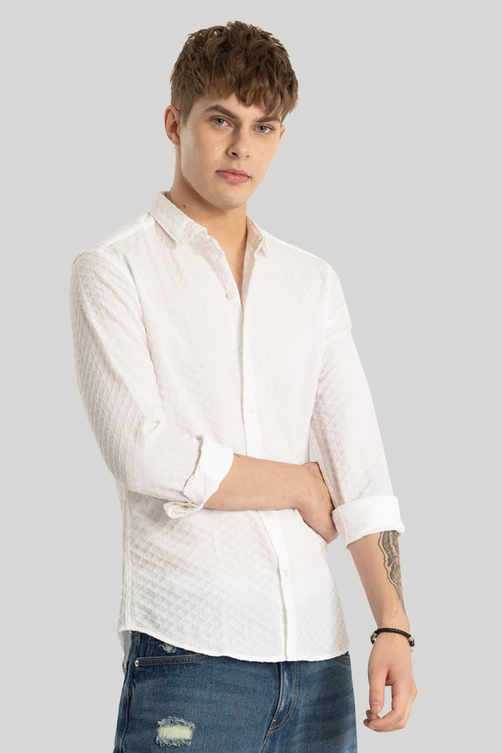 White Textured Stretch Shirt