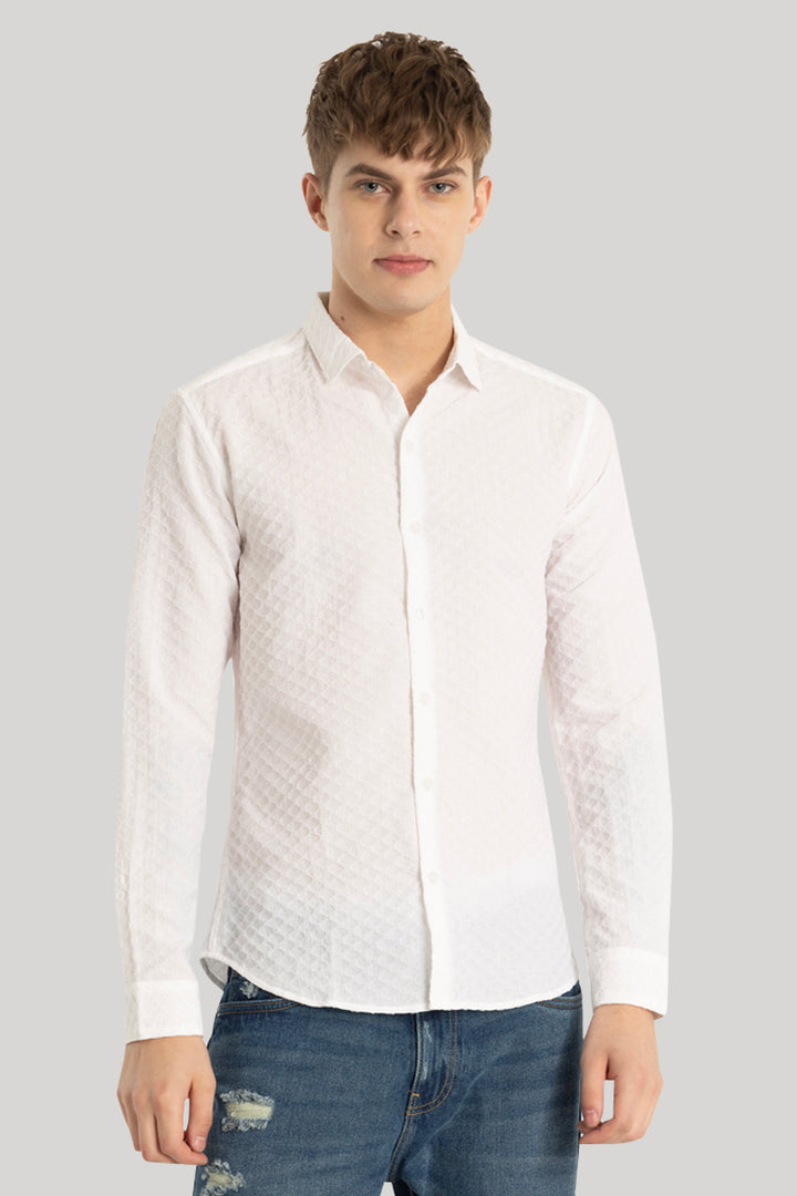 White Textured Stretch Shirt