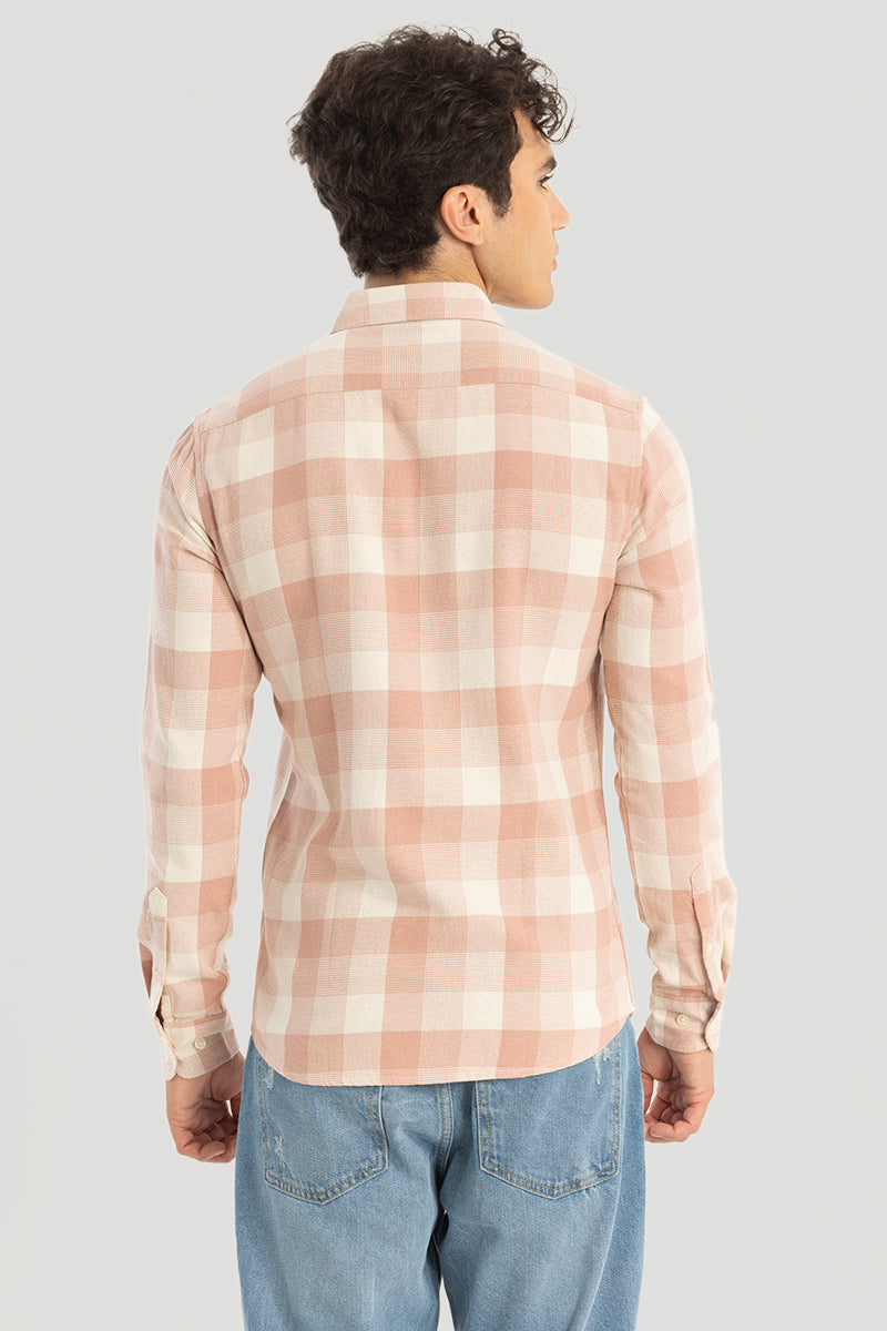 Peach Gingham Checks Shirt