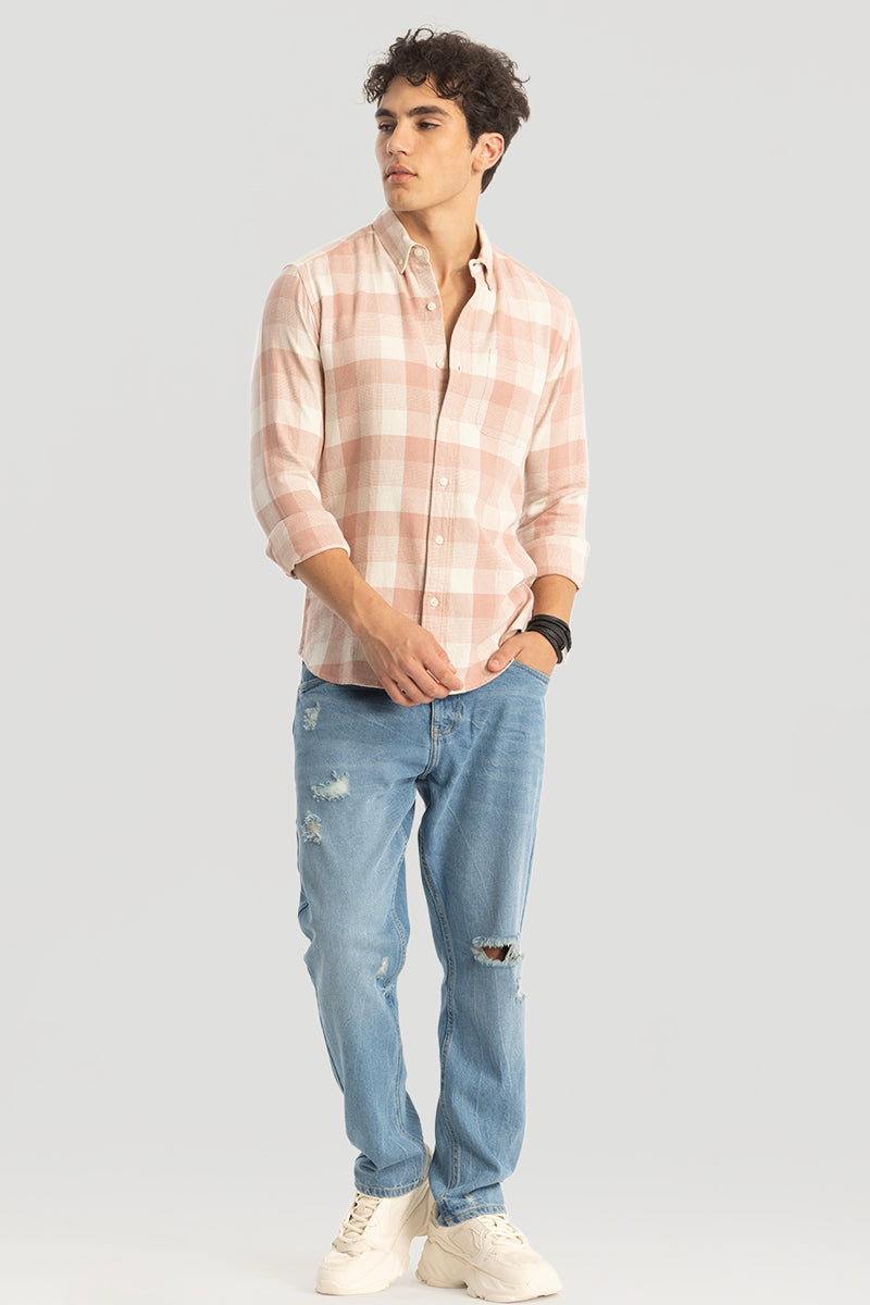 Peach Gingham Checks Shirt