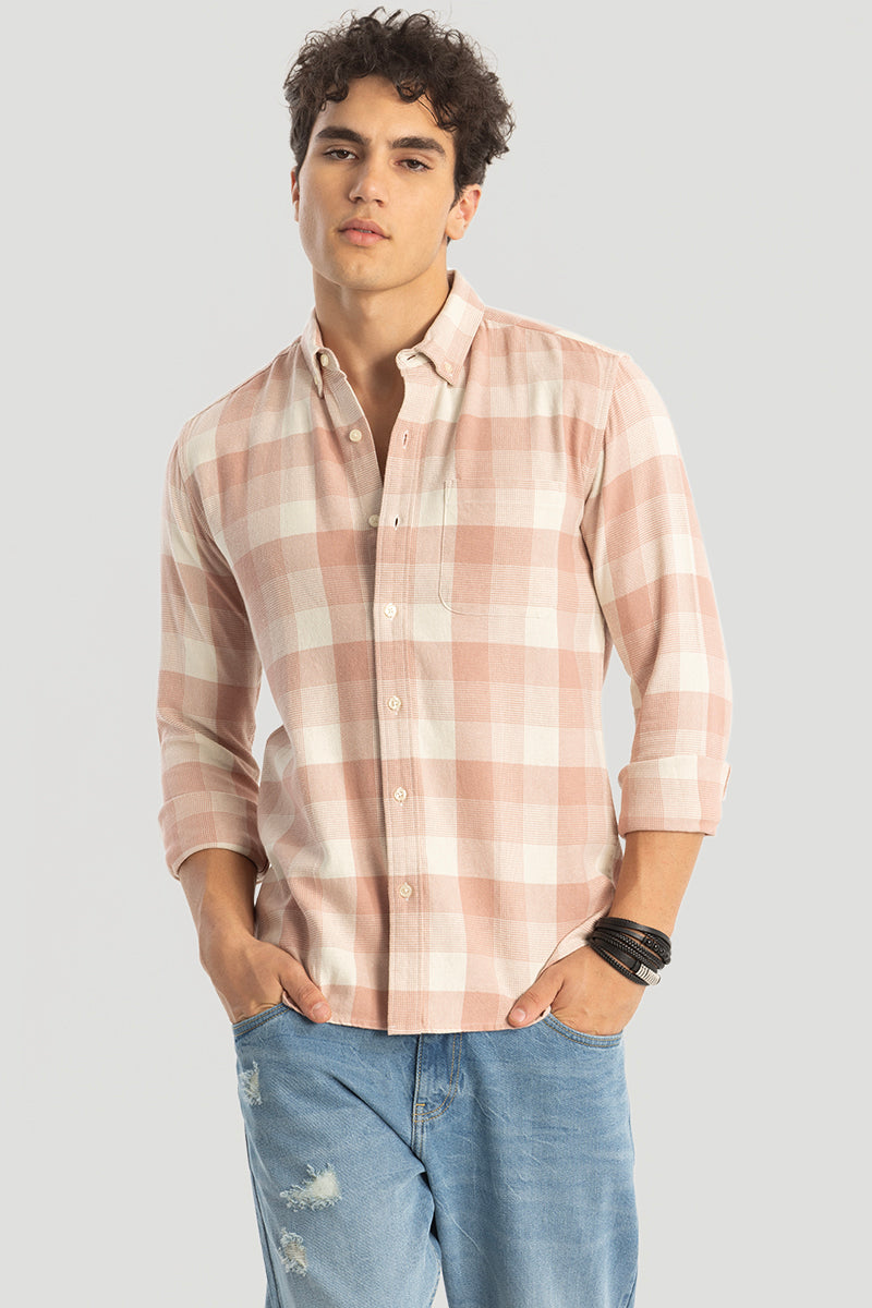 Peach Gingham Checks Shirt