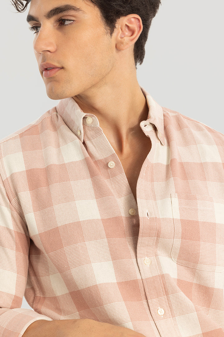 Peach Gingham Checks Shirt