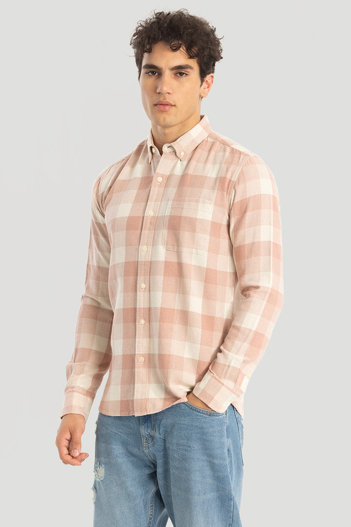 Peach Gingham Checks Shirt