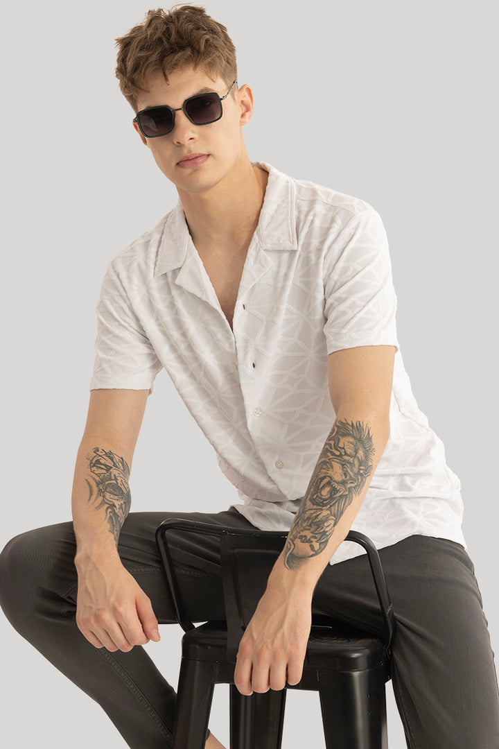 White Cuban Textured Shirt