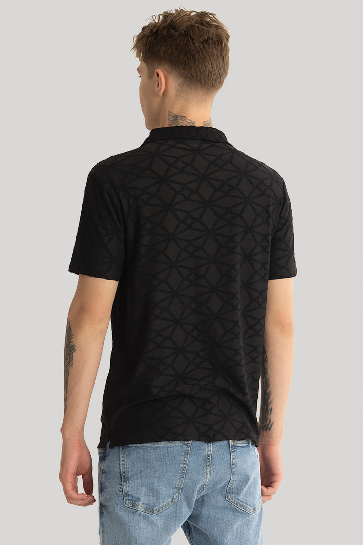 Black Cuban Textured Shirt