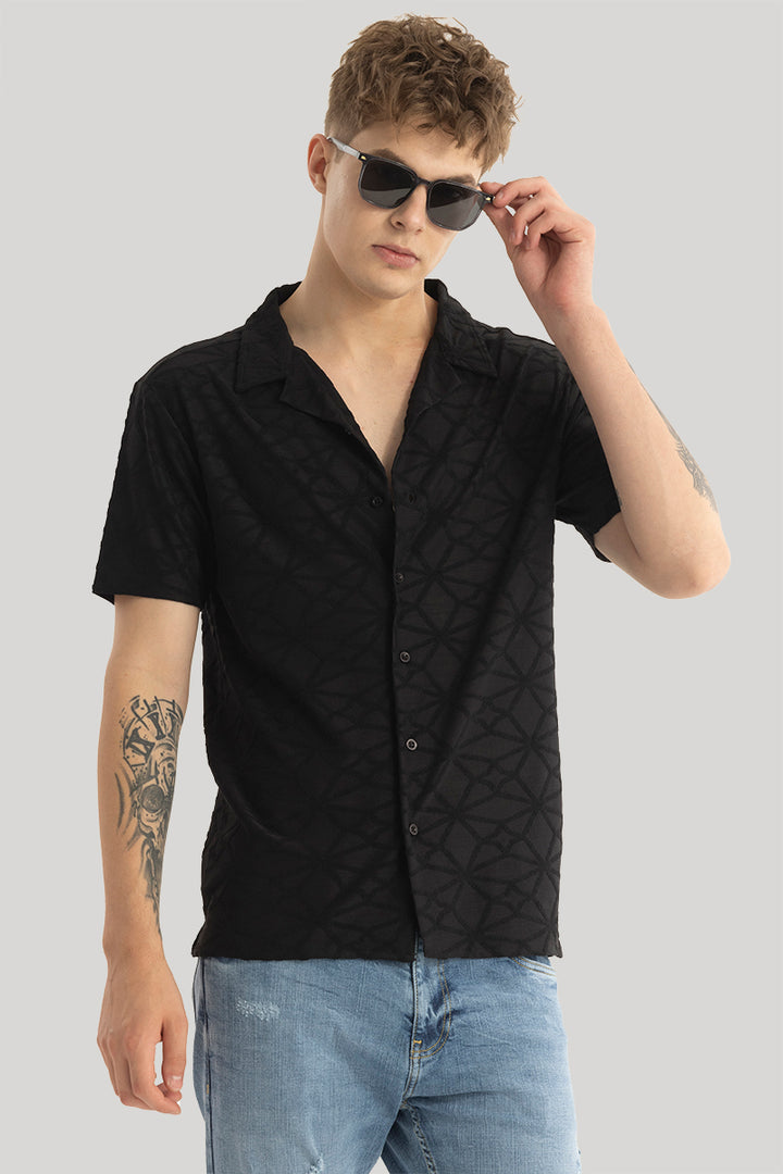 Black Cuban Textured Shirt