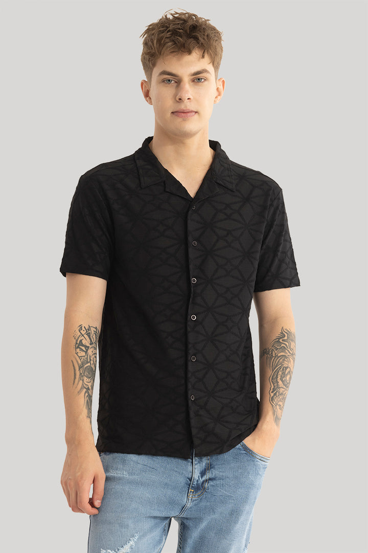 Black Cuban Textured Shirt