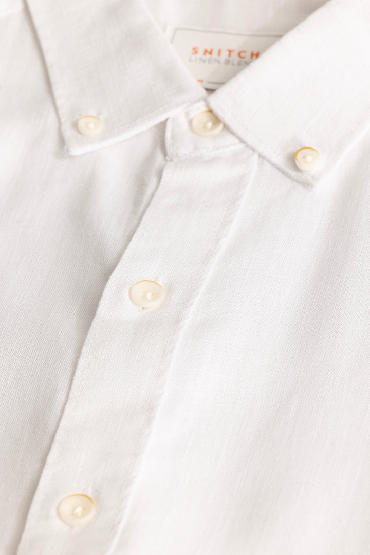 White Linen Blend Shirt