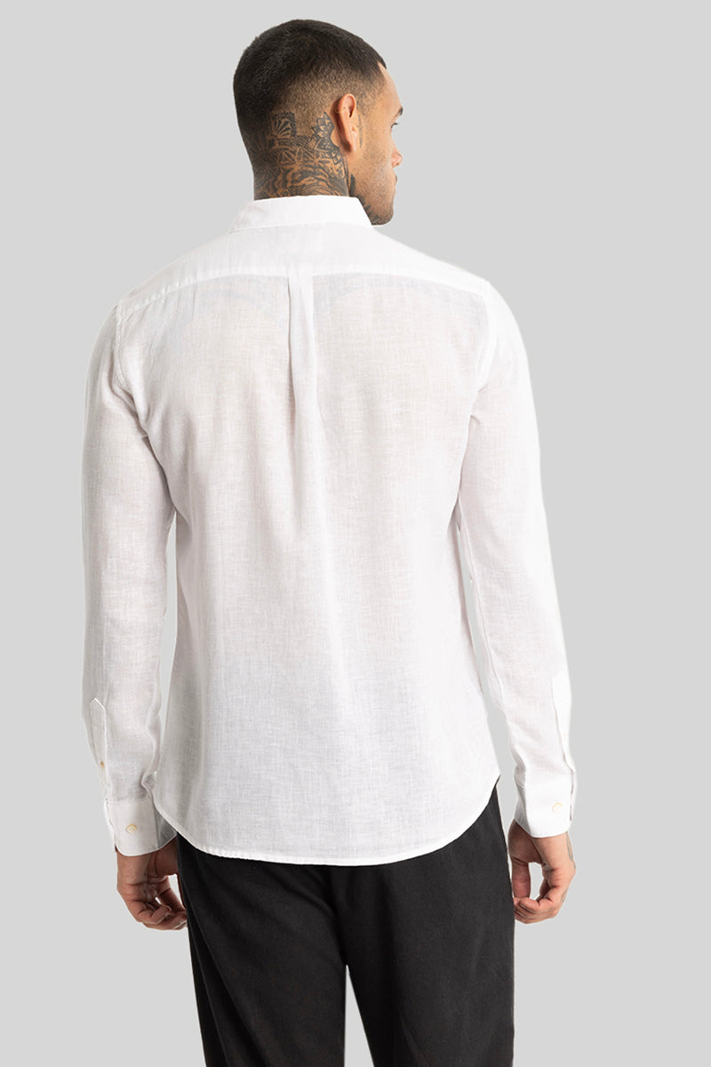 White Linen Blend Shirt