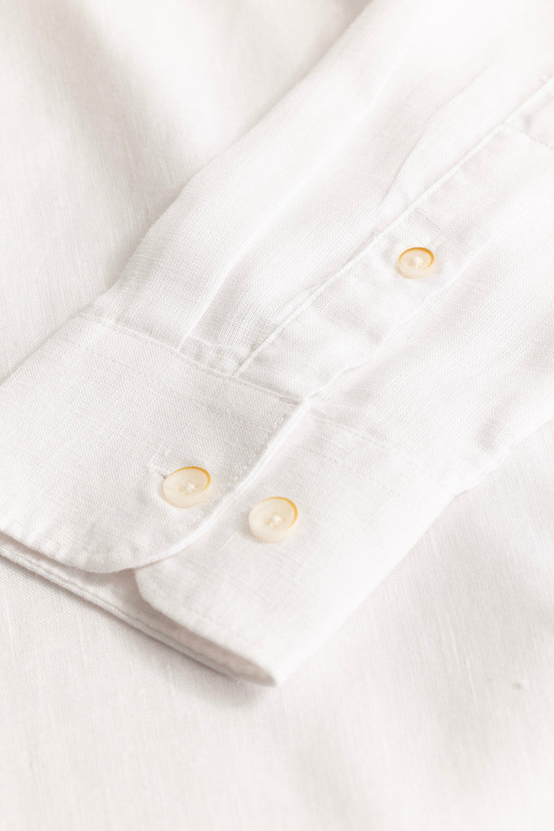 White Linen Blend Shirt