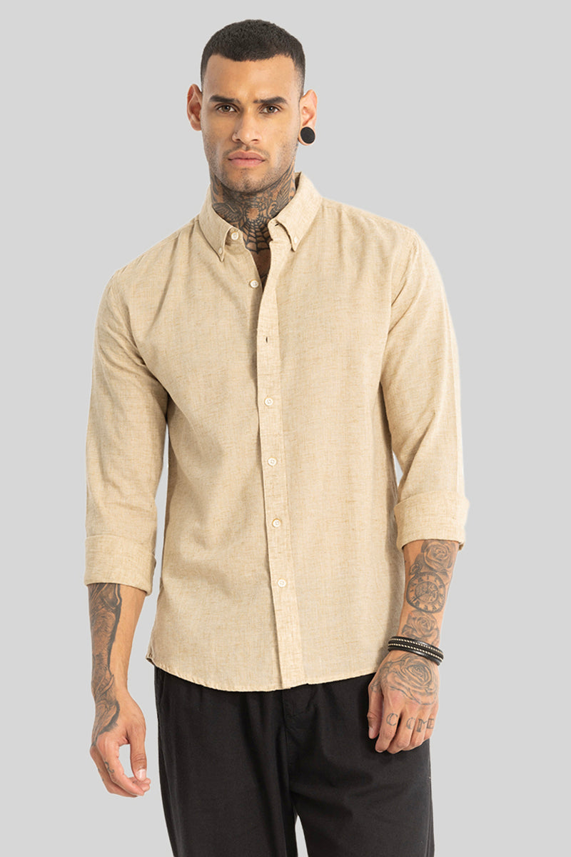 Cream Linen Blend Shirt