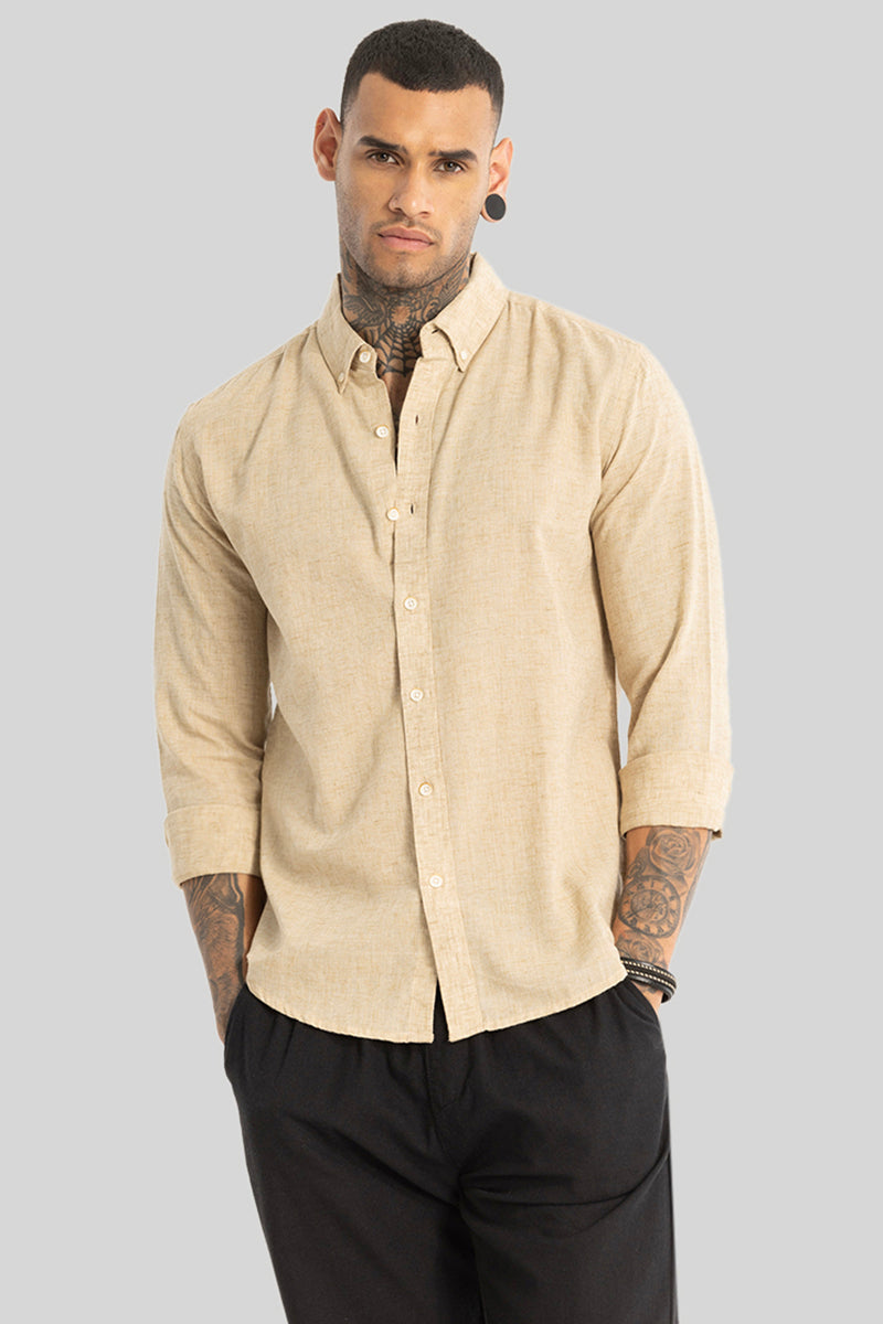 Cream Linen Blend Shirt